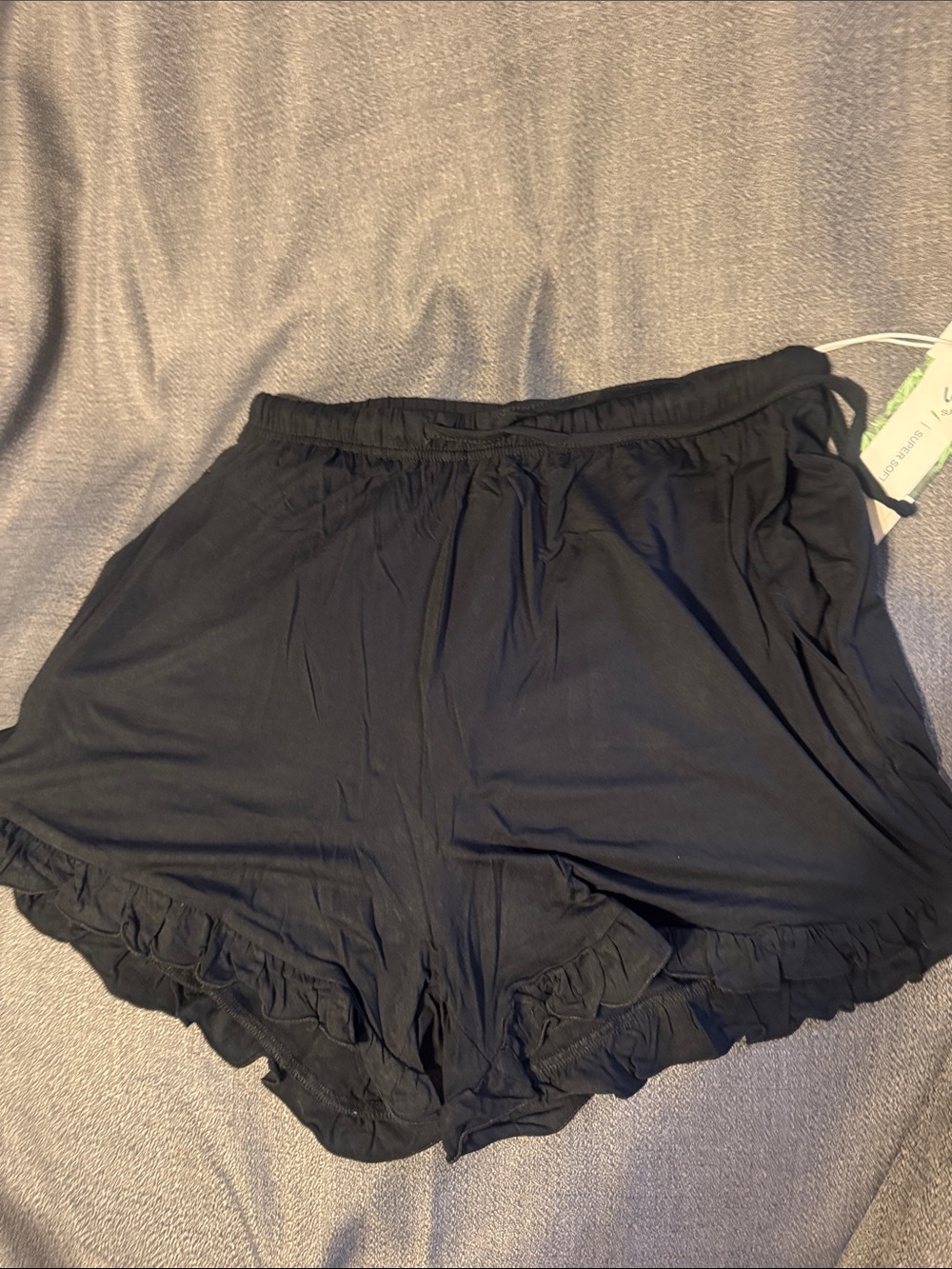 Black Ruffle-Hem Athletic Shorts for Women